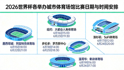2026世界杯各举办城市体育场馆的比赛日期与时间安排分布图