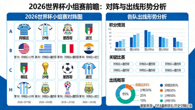 对2026美加墨世界杯小组赛对阵图与各队出线形势进行前瞻性分析的示意图，包含三国球队